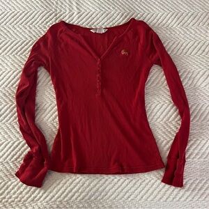 Xhilaration Red Button-Front Blouse